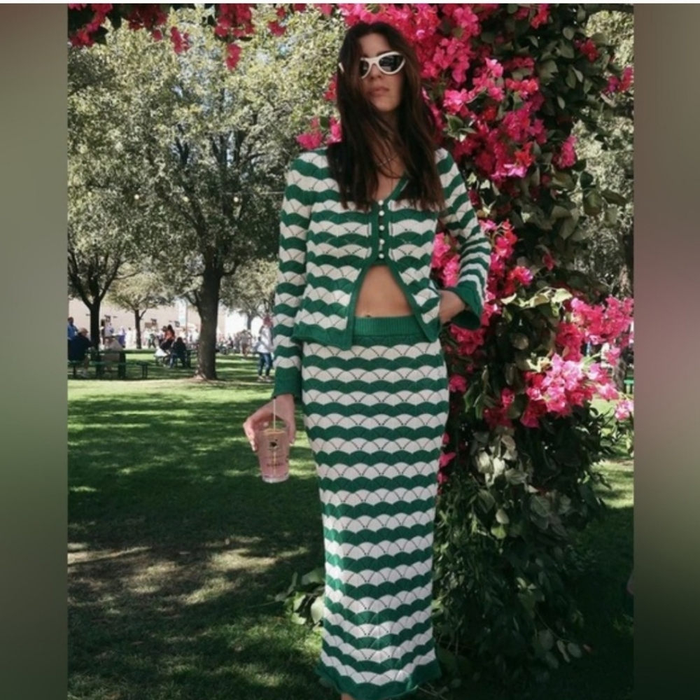 NEW MISA LOS ANGELES melina crochet midi skirt in emerald green - Picture 5 of 11